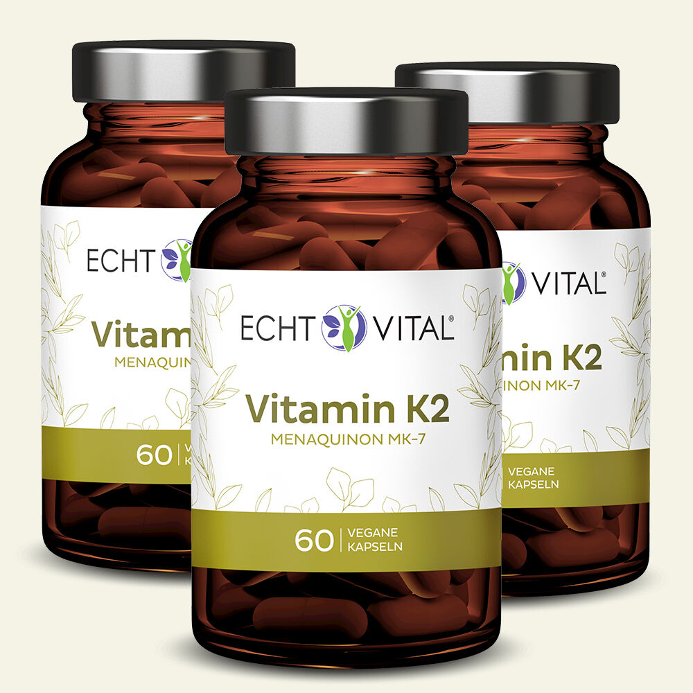 Vitamin K2 - 3 Gläser mit je 60 Kapseln