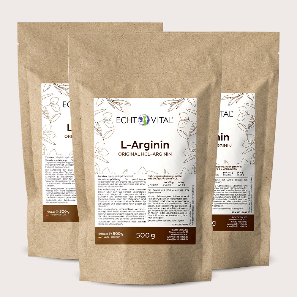L-Arginin - 3 Beutel mit je 500 g Pulver